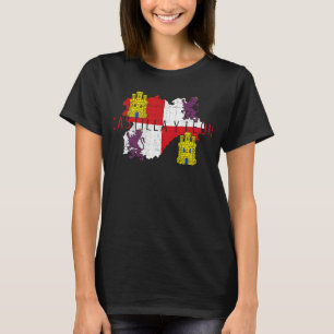 Camiseta Mapa de Castela e Bandeira Castilla y León Souveni