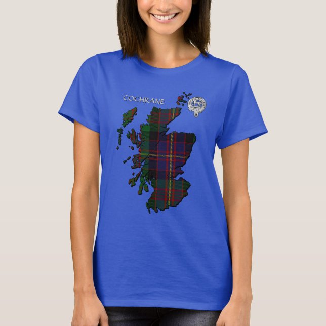 Camiseta Mapa de Clan Cochrane Crest & Tartan (Frente)