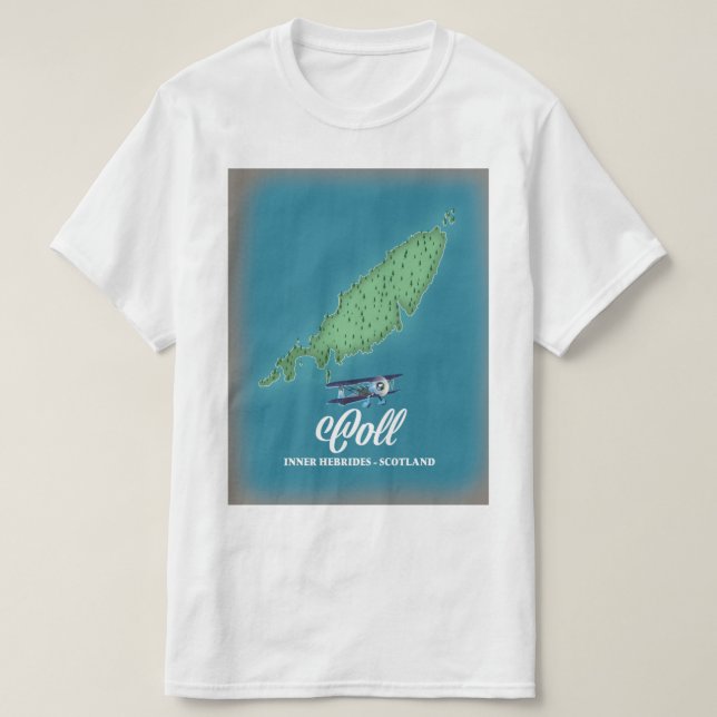 Camiseta Mapa de Coll nas Hébridas Interiores da Escócia (Frente do Design)