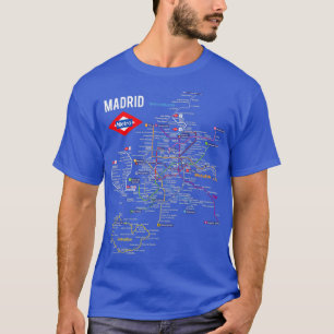 Camiseta Mapa de comboios no metrô da Espanha de Madrid - L