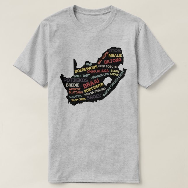 Camiseta Mapa de Comidas da África do Sul clássico (Frente do Design)
