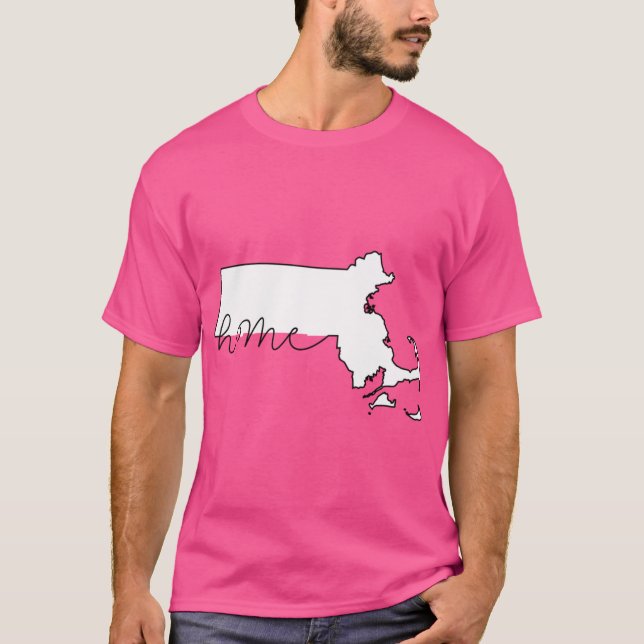 Camiseta Mapa de Contornos do Estado de Massachusetts - Pre (Frente)