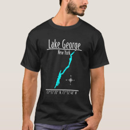 Camiseta Mapa de Coordenadas da Margem do Lago George Nova