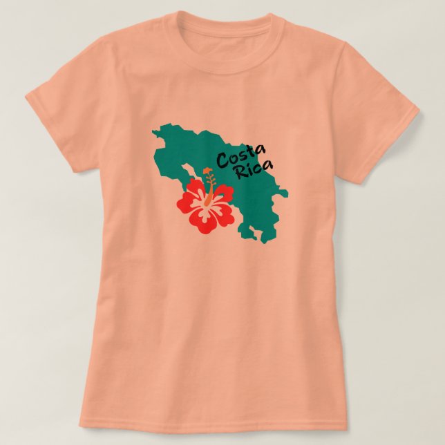 Camiseta Mapa de Costa Rica com hibiscus (Frente do Design)