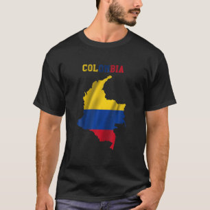Camiseta Mapa De Dentro De Bandeiras Colombianas Ondas Da C