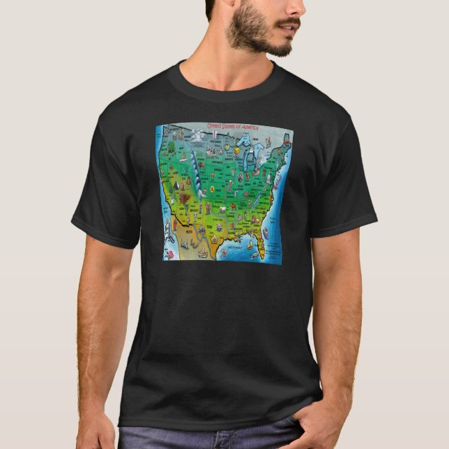 Camiseta Mapa de desenhos animados dos EUA (Frente)