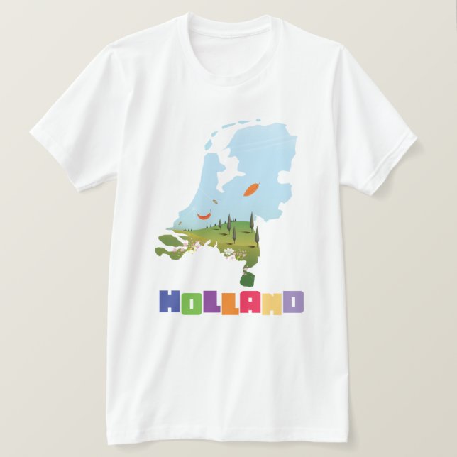 Camiseta mapa de desenhos holandeses (Frente do Design)