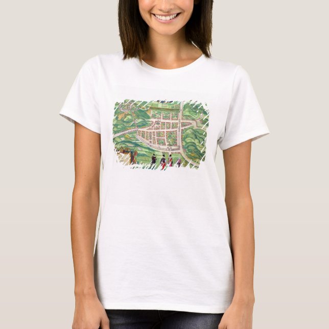 Camiseta Mapa de Edimburgo, de Civitates Orbis Terrarum (Frente)