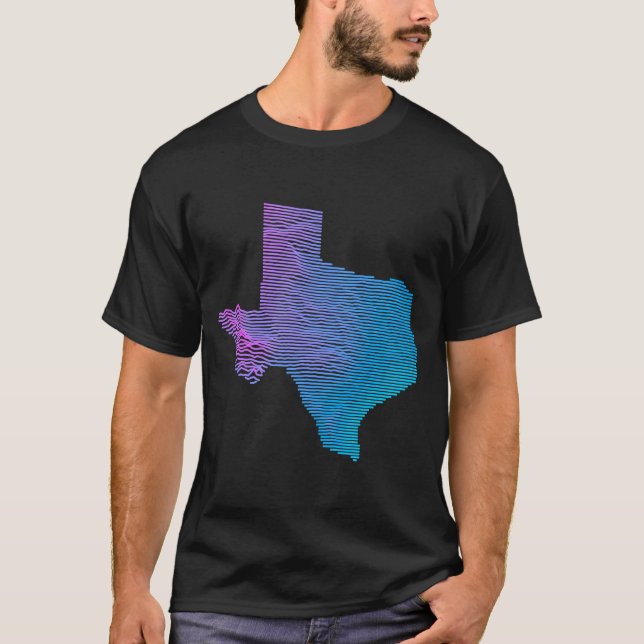Camiseta Mapa de Elevação da Divisão do Texas Topografia (Frente)