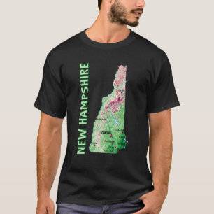Camiseta Mapa de Elevação do Estado de New Hampshire  Cidad