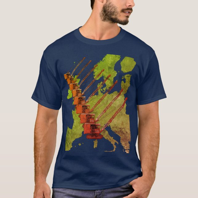 Camiseta Mapa de Engenheiros da Grua da Europa (Frente)