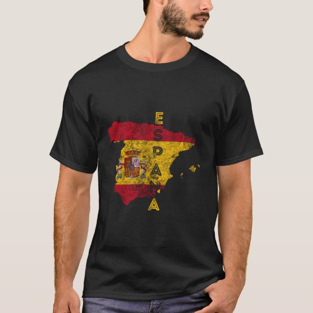 Camiseta Mapa De espanhas E Espaã Afastada Do Sinalizador±A (Frente)