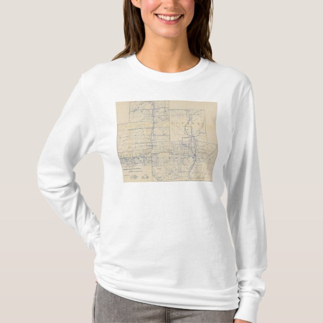 Camiseta Mapa de estradas 3 da bicicleta de Wisconsin (Frente)