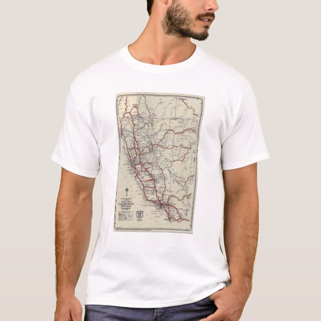 Camiseta Mapa de estradas júnior Califórnia e Nevada de (Frente)