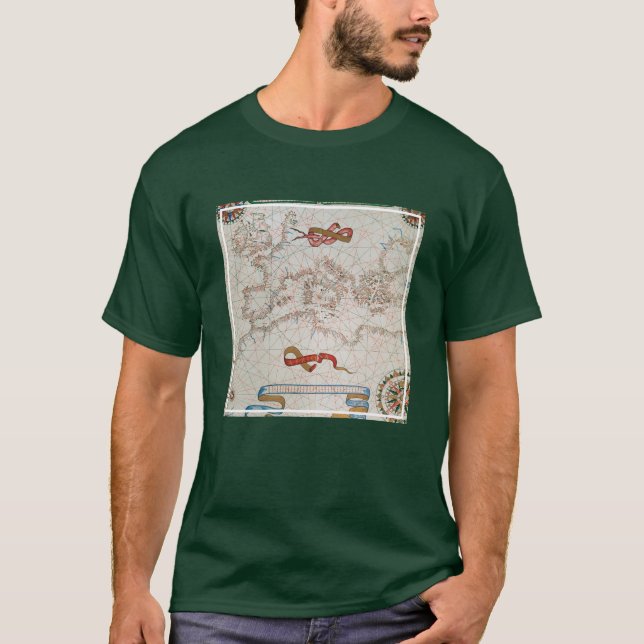 Camiseta Mapa de Europa & costas do Norte de África (Frente)