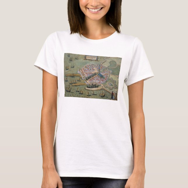 Camiseta Mapa de Flissinga, de Civitates Orbis Terrarum (Frente)
