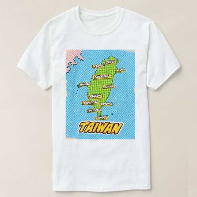 Camiseta Mapa de Formosa Ilustrado com pop Art (Frente do Design)