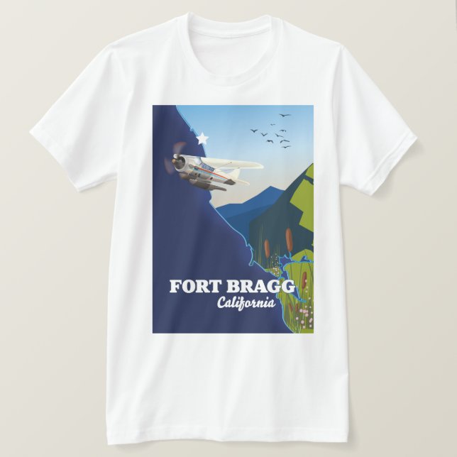 Camiseta Mapa de Fort Bragg Califórnia (Frente do Design)