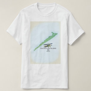 Camiseta Mapa de Galveston Island Texas EUA
