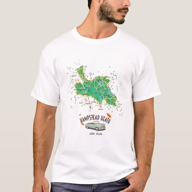 Camiseta Mapa de Hampstead Heath Londres Inglaterra (Frente)