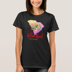 Camiseta Mapa de Hilton Head Férias Família Meninas tri