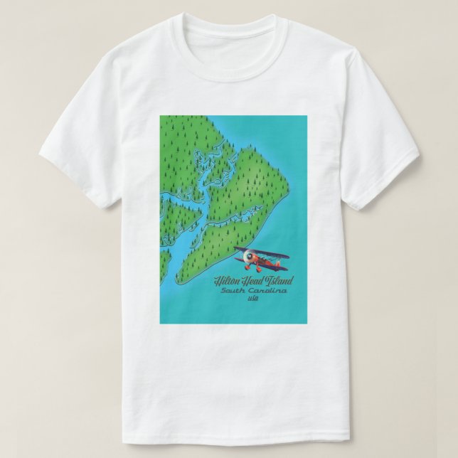 Camiseta Mapa de Hilton Head Island South Carolina (Frente do Design)
