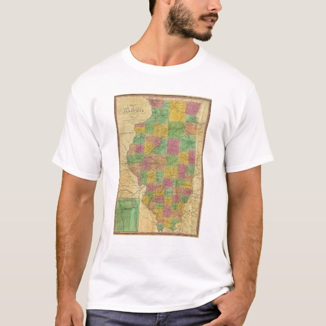 Camiseta Mapa de Illinois (Frente)