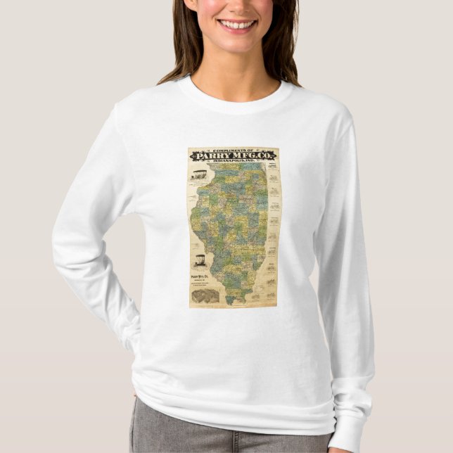 Camiseta Mapa de Illinois 2 (Frente)