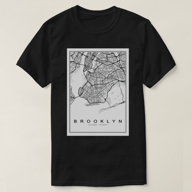 Camiseta Mapa de Ilustração do Brooklyn (Frente do Design)