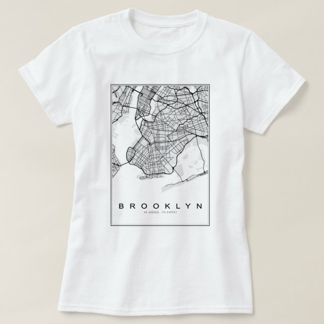Camiseta Mapa de Ilustração do Brooklyn (Frente do Design)