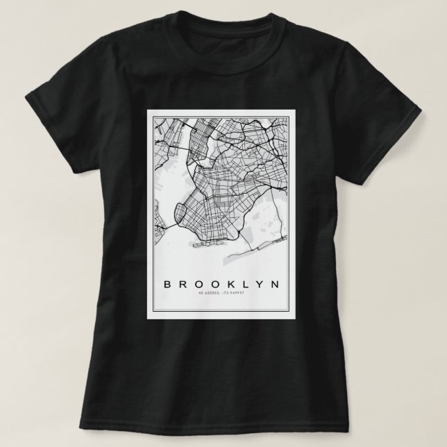 Camiseta Mapa de Ilustração do Brooklyn (Frente do Design)