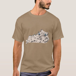 Camiseta Mapa de Imagem Antiga de Kentucky Super Dimensiona