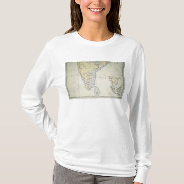 Camiseta Mapa de India do sul britânico, 1872 (Frente)