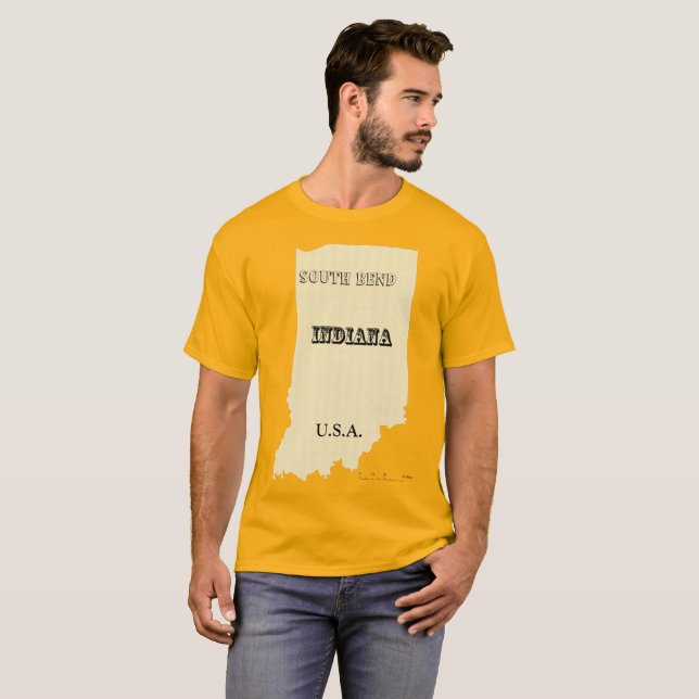 Camiseta - Mapa de Indiana com Cidade (Frente Completa)