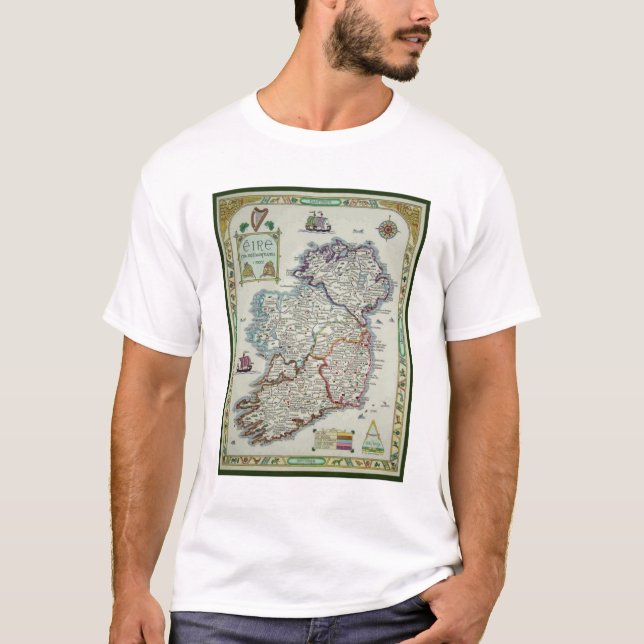 Camiseta Mapa de Ireland - mapa histórico de Eire Erin do (Frente)