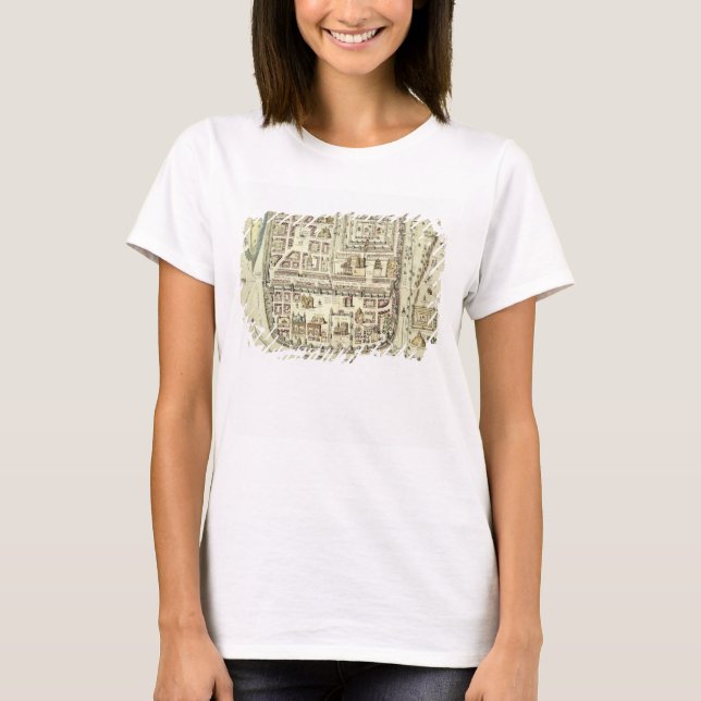 Camiseta Mapa de Jerusalem e dos arredores, 'de C (Frente)