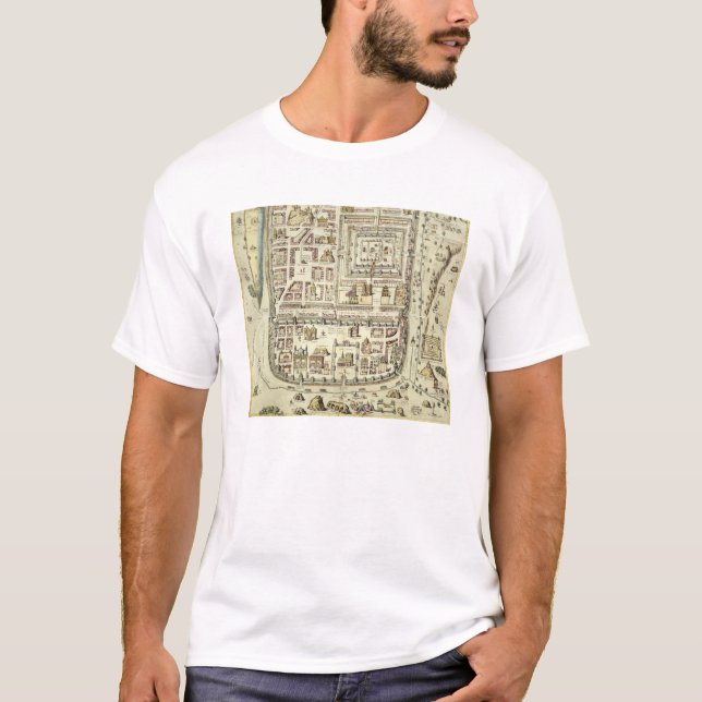 Camiseta Mapa de Jerusalem e dos arredores, 'de C (Frente)