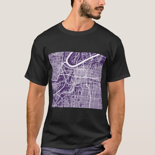 Camiseta Mapa de Kansas City Roxo Escuro (Frente)