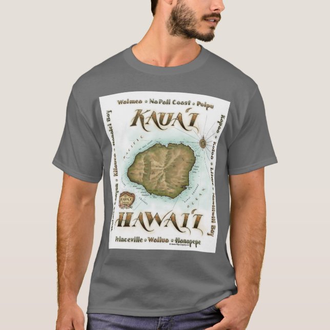 Camiseta Mapa de Kauai (Frente)