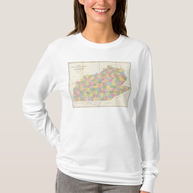 Camiseta Mapa de Kentucky & de Tennessee (Frente)