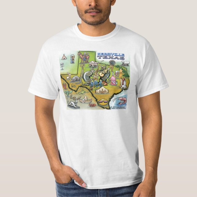 Camiseta Mapa de Kerrville TEXAS (Frente)