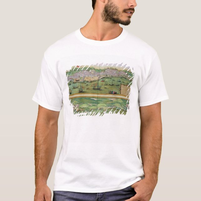Camiseta Mapa de Lisboa, e Cascais, 'de Civitates Orbis (Frente)