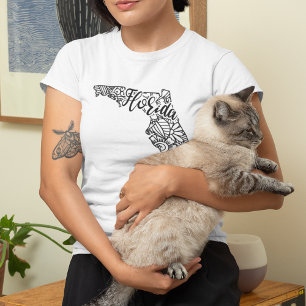 Camiseta Mapa de Mandala de Linha da Flórida para Coloraç