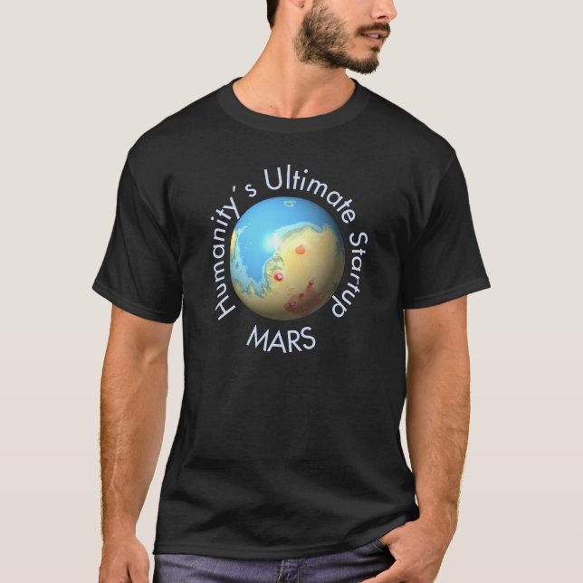 Camiseta Mapa de Mars Mola após terraformagem (Frente)