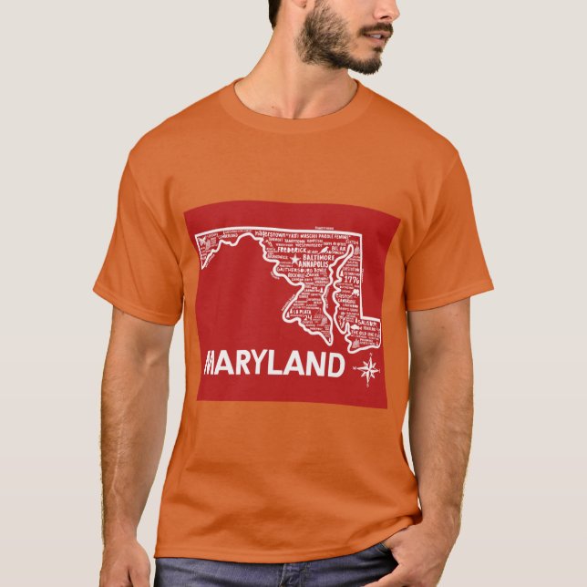 Camiseta Mapa de Maryland (Frente)