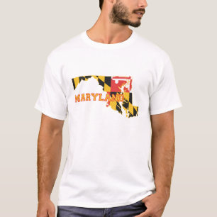Camiseta Mapa de Maryland Sinalizador de Estado Formatado M