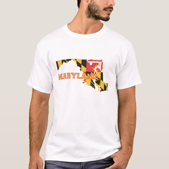 Camiseta Mapa de Maryland Sinalizador de Estado Formatado M (Frente)