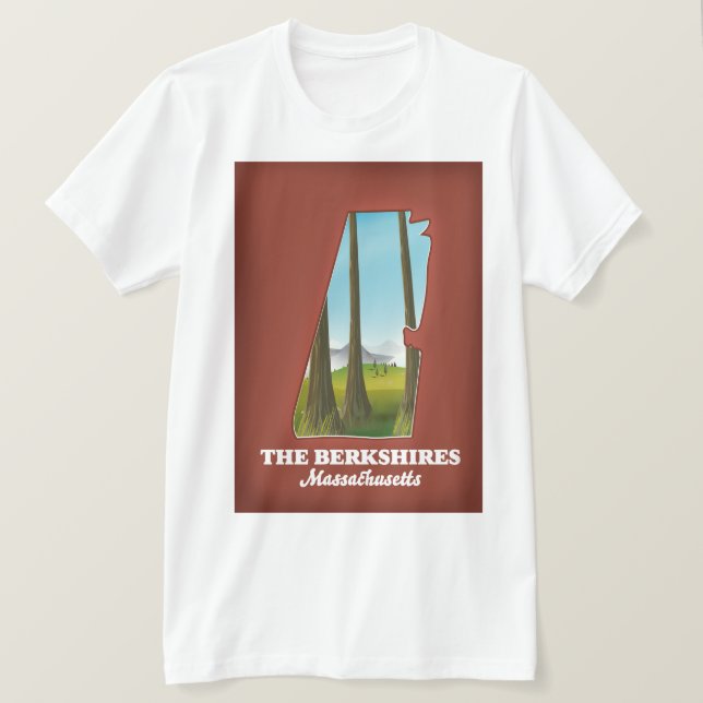 Camiseta Mapa de Massachusetts em Berkshires (Frente do Design)