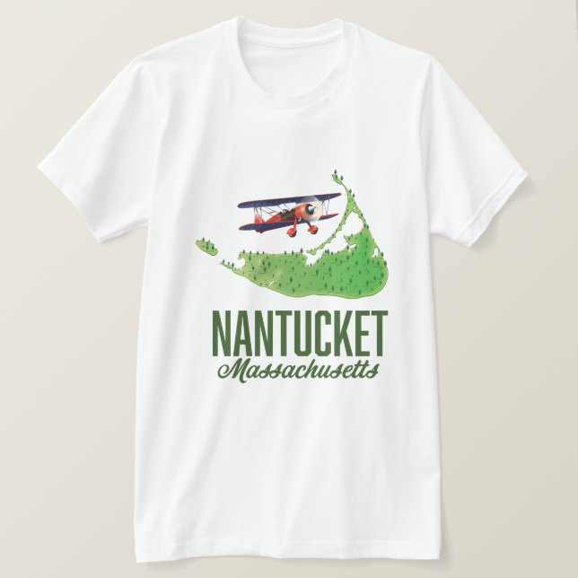 Camiseta Mapa de Massachusetts Nantucket (Frente do Design)