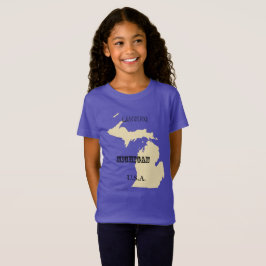 Camiseta - Mapa de Michigan com Cidade